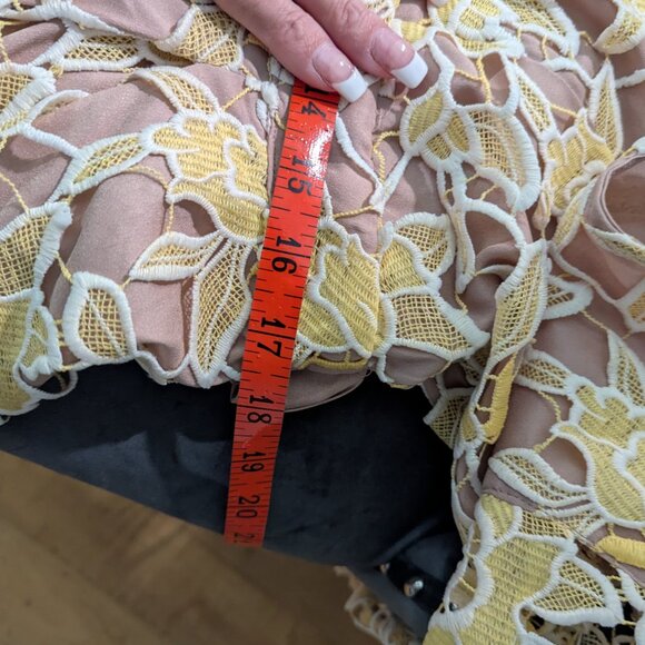 NBD Mila Beige and Yellow Lace Romper - Picture 7 of 9